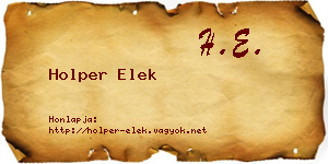Holper Elek névjegykártya